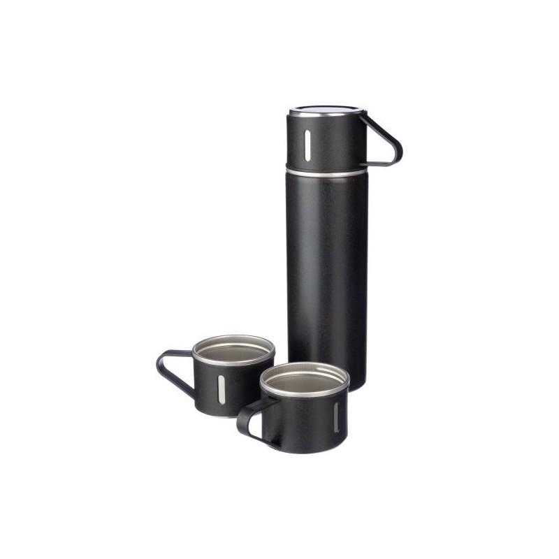 Set personnalisé de deux tasses isothermes et d'une bouteille Herbert pas cher Matières : bambou Couleurs : argenté accessoire é