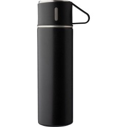 Set personnalisé de deux tasses isothermes et d'une bouteille Herbert pas cher Matières : bambou Couleurs : noir personnalisable