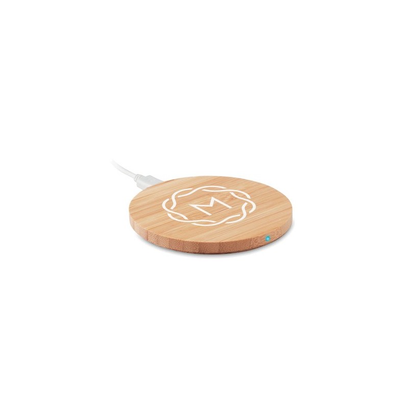 Chargeur sans fil  en bambou - RUNDO Matières : bambou Couleurs : bois cadeau collaborateur premium