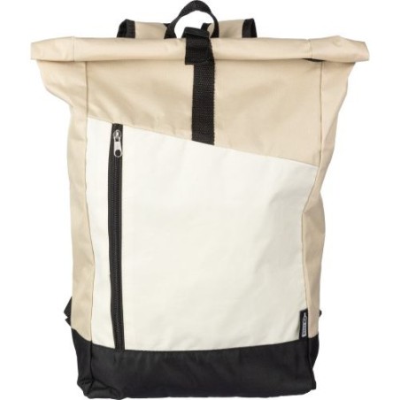 Sac à dos roll-top personnalisé en rPET - Marlene Matières : polyester Couleurs : beige