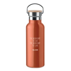 Flacon isotherme double paroi 500 ml personnalisé - HELSINKI Matières : acier inoxydable Couleurs : orange cadeau entreprise pas