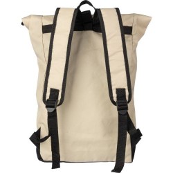 Sac à dos roll-top personnalisé en rPET - Marlene Matières : polyester Couleurs : beige goodies publicitaire événementiel