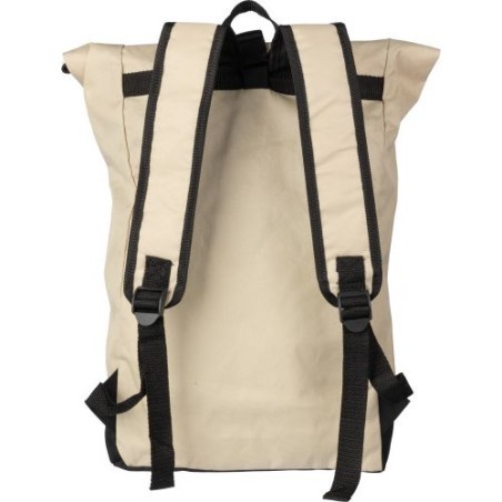 Sac à dos roll-top personnalisé en rPET - Marlene Matières : polyester Couleurs : beige goodies publicitaire événementiel