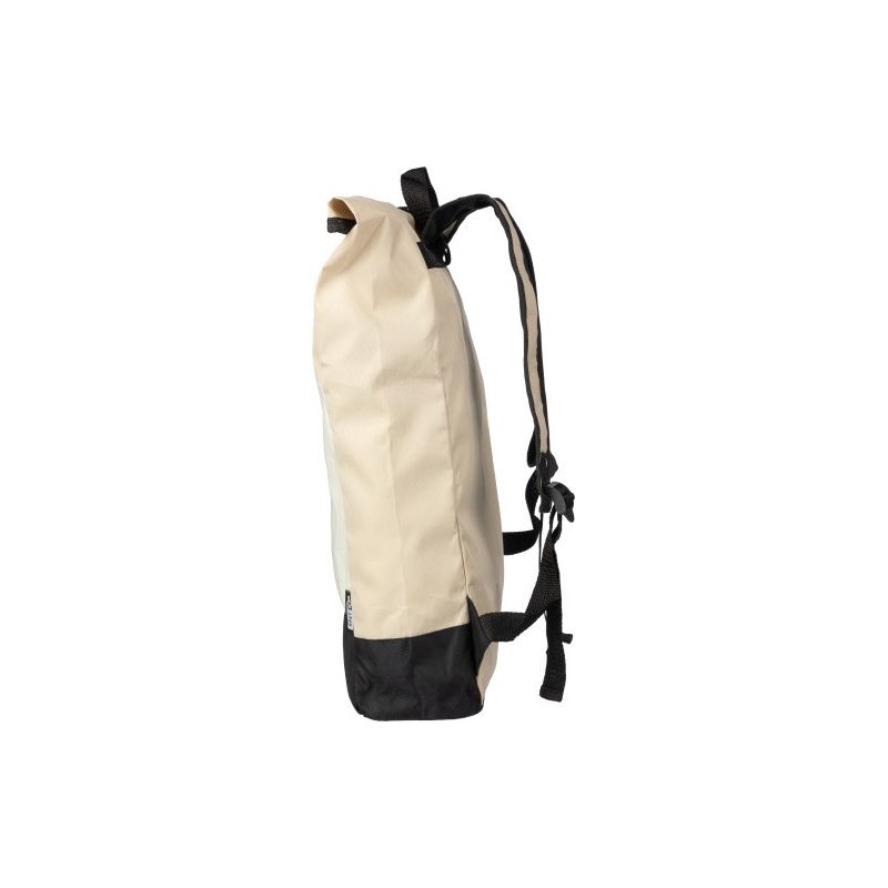Sac à dos roll-top personnalisé en rPET - Marlene Matières : polyester Couleurs : beige impression haute définition