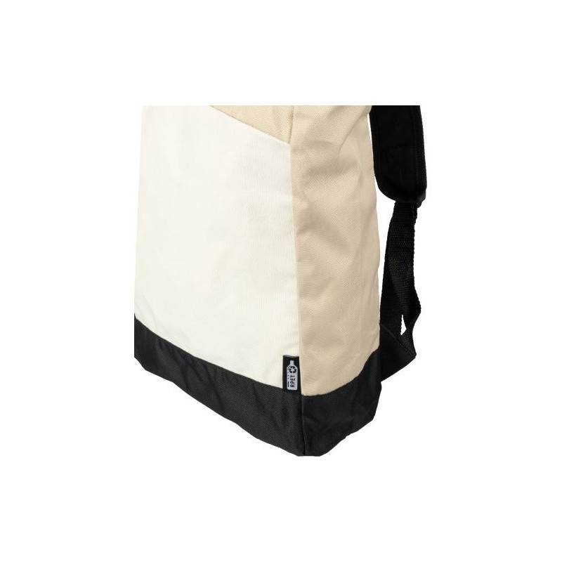 Sac à dos roll-top personnalisé en rPET - Marlene Matières : polyester Couleurs : beige marquage laser ultra précis