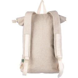 Sac à dos roll-top  en chanvre personnalisé - Margarete Matières : coton Couleurs : kaki goodies publicitaire événementiel