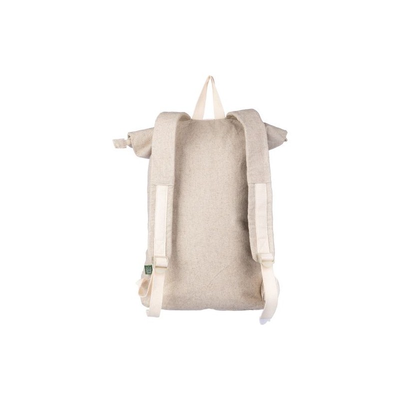 Sac à dos roll-top  en chanvre personnalisé - Margarete Matières : coton Couleurs : kaki goodies publicitaire événementiel