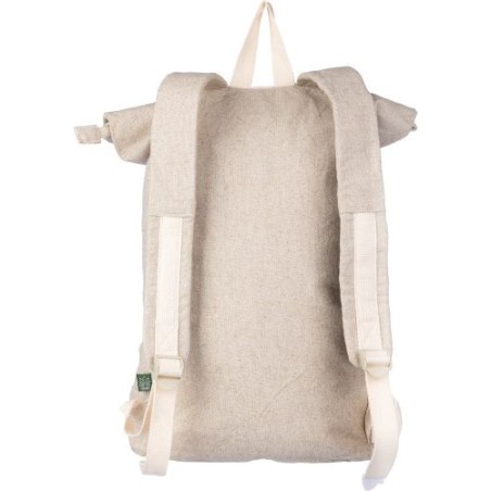 Sac à dos roll-top  en chanvre personnalisé - Margarete Matières : coton Couleurs : kaki goodies publicitaire événementiel