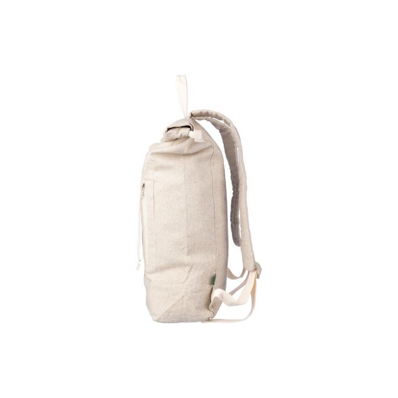 Sac à dos roll-top  en chanvre personnalisé - Margarete Matières : coton Couleurs : kaki impression haute définition