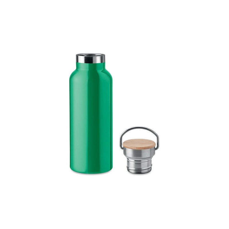 Flacon isotherme double paroi 500 ml personnalisé - HELSINKI Matières : acier inoxydable Couleurs : vert marquage couleur éclata