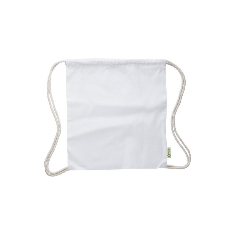 Sac à dos  et personnalisable en coton recyclé 120g/m² - Joy Matières : coton Couleurs : blanc impression haute définition
