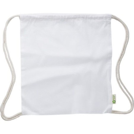 Sac à dos  et personnalisable en coton recyclé 120g/m² - Joy Matières : coton Couleurs : blanc impression haute définition