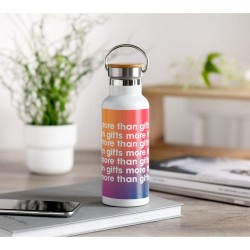 Flacon isotherme double paroi 500 ml personnalisé - HELSINKI Matières : acier inoxydable Couleurs : blanc cadeau affaires élégan