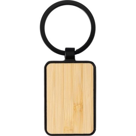Porte-clés s en métal et bambou personnalisés élégants - Brigitte Matières : bambou Couleurs : noir personnalisable avec votre l