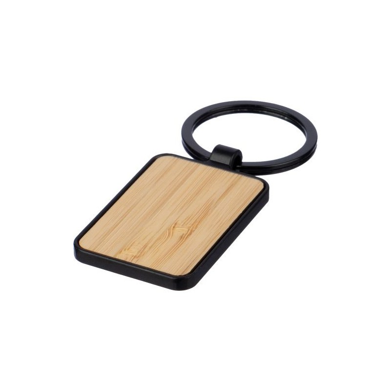 Porte-clés s en métal et bambou personnalisés élégants - Brigitte Matières : bambou Couleurs : noir marquage laser ultra précis