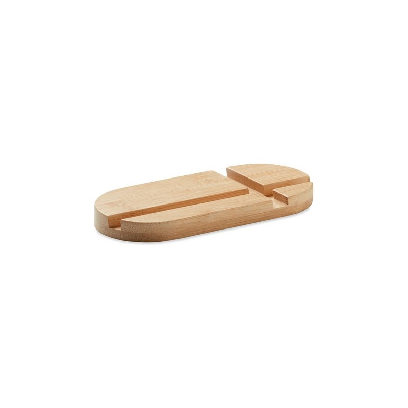 Support Pratique en Bambou Personnalisé pour Tablette/Smartphone ROBIN Matières : bambou Couleurs : bois goodies publicitaire év