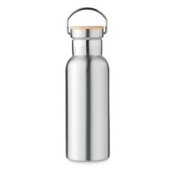 Flacon isotherme double paroi 500 ml personnalisé - HELSINKI Matières : acier inoxydable Couleurs : argenté mat impression haute