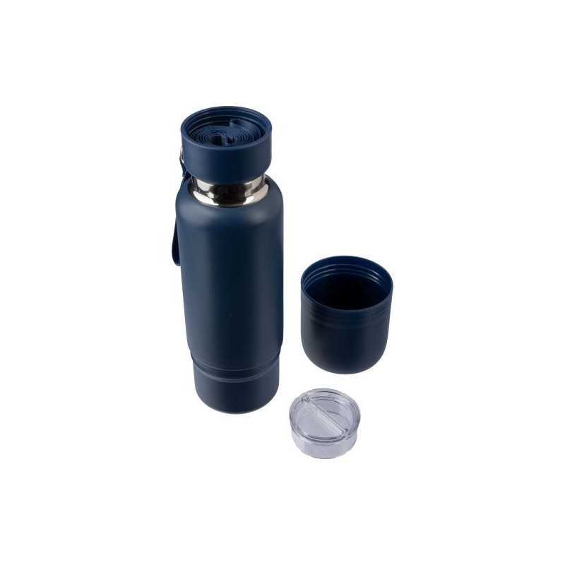 Gourde  double paroi de 500 ml en acier inoxydable Lieselotte Matières : métal Couleurs : noir cadeau entreprise pas cher