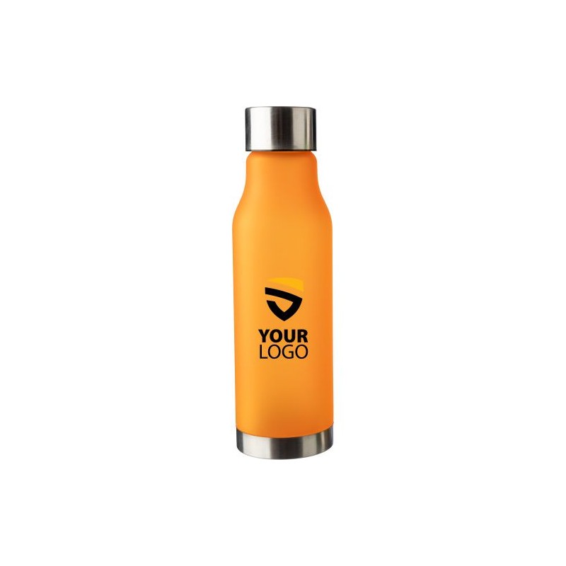 Gourde  600 ml en rPET toucher gomme - Ruth Matières : métal Couleurs : orange personnalisation sur mesure