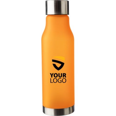 Gourde  600 ml en rPET toucher gomme - Ruth Matières : métal Couleurs : orange personnalisation sur mesure