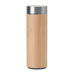 Gourde isotherme double paroi en bambou personnalisée - BATUMI Matières : acier inoxydable Couleurs : bois