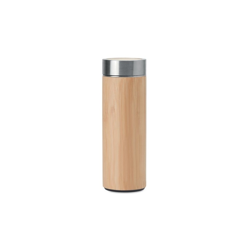 Gourde isotherme double paroi en bambou personnalisée - BATUMI Matières : acier inoxydable Couleurs : bois