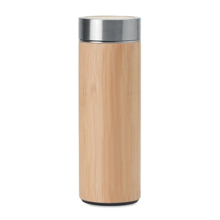Gourde isotherme double paroi en bambou personnalisée - BATUMI Matières : acier inoxydable Couleurs : bois