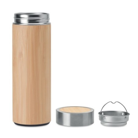 Gourde isotherme double paroi en bambou personnalisée - BATUMI Matières : acier inoxydable Couleurs : bois cadeau entreprise pas