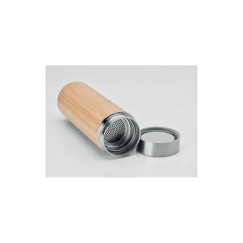 Gourde isotherme double paroi en bambou personnalisée - BATUMI Matières : acier inoxydable Couleurs : bois impression haute défi