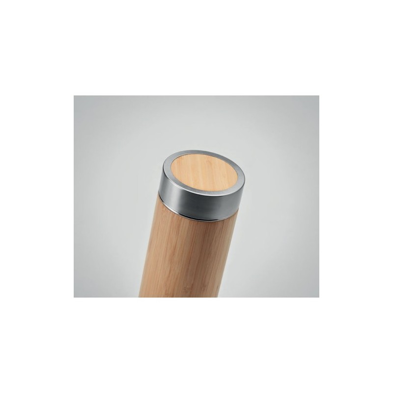 Gourde isotherme double paroi en bambou personnalisée - BATUMI Matières : acier inoxydable Couleurs : bois objet promotionnel éc