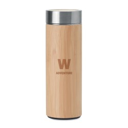 Gourde isotherme double paroi en bambou personnalisée - BATUMI Matières : acier inoxydable Couleurs : bois cadeau collaborateur 