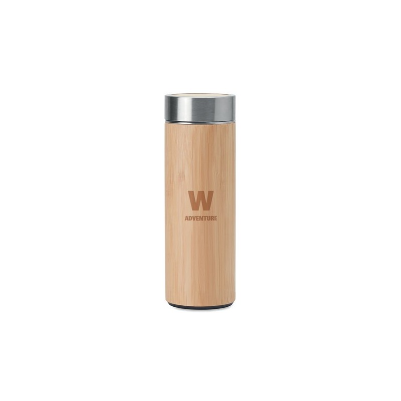 Gourde isotherme double paroi en bambou personnalisée - BATUMI Matières : acier inoxydable Couleurs : bois cadeau collaborateur 