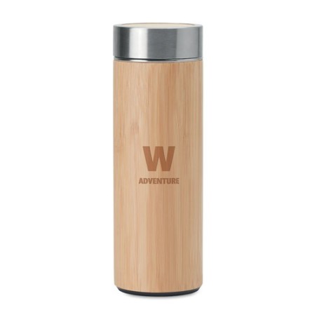 Gourde isotherme double paroi en bambou personnalisée - BATUMI Matières : acier inoxydable Couleurs : bois cadeau collaborateur 