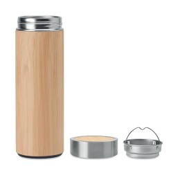Gourde isotherme double paroi en bambou personnalisée - BATUMI Matières : acier inoxydable Couleurs : bois personnalisation rapi