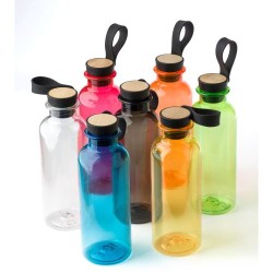 Gourde Éco-responsable 500 ml en rPET et Bambou - Laia Matières : bambou Couleurs : vert citron objet promo petit budget