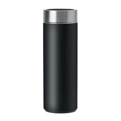 Gourde isotherme double paroi en bambou personnalisée - BATUMI Matières : acier inoxydable Couleurs : noir personnalisable avec 