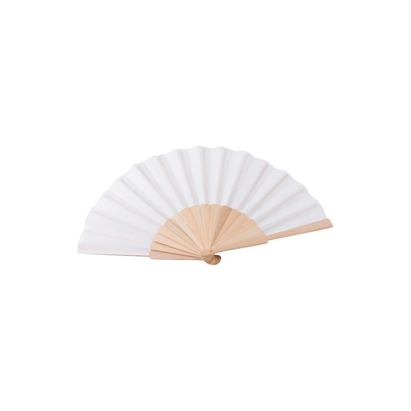 Éventail  en bois et rPET dans une boîte cadeau kraft Rosanne marquage laser ultra précis
