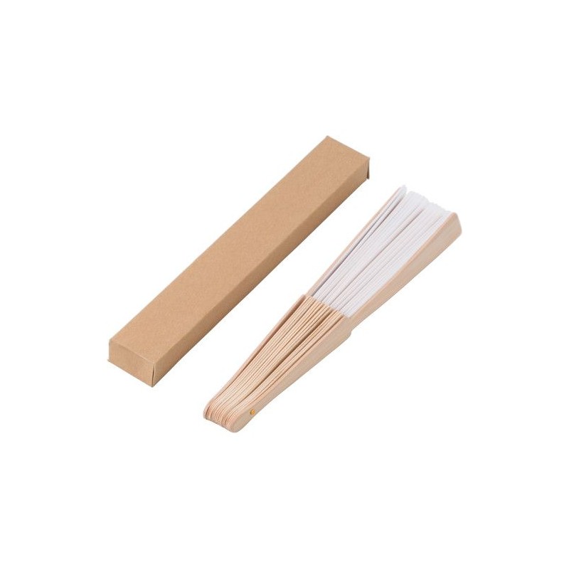 Éventail  en bois et rPET dans une boîte cadeau kraft Rosanne livraison express 24h 48h