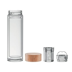 Gourde isotherme personnalisée en verre double paroi 400ml Batumi Matières : borosilicate Couleurs : transparent 2