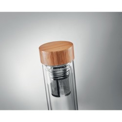 Gourde isotherme personnalisée en verre double paroi 400ml Batumi Matières : borosilicate Couleurs : transparent impression haut