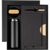 Coffret cadeau  : gourde 640 ml, stylo et carnet - Kurt Matières : métal Couleurs : noir personnalisable avec votre logo