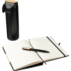 Coffret cadeau  : gourde 640 ml, stylo et carnet - Kurt Matières : métal Couleurs : noir livraison express 24h 48h