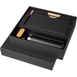 Coffret cadeau  : gourde 640 ml, stylo et carnet - Kurt Matières : métal Couleurs : noir objet promotionnel éco-responsable