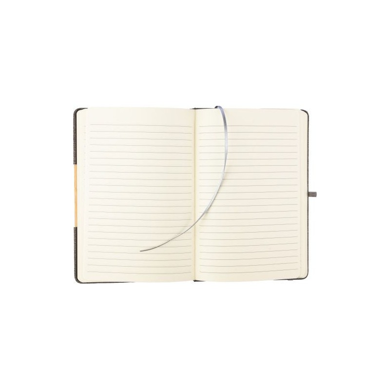 Carnet A5  en rPET personnalisé - Pratique et pas cher Ernst Matières : bambou Couleurs : gris objet publicitaire robuste