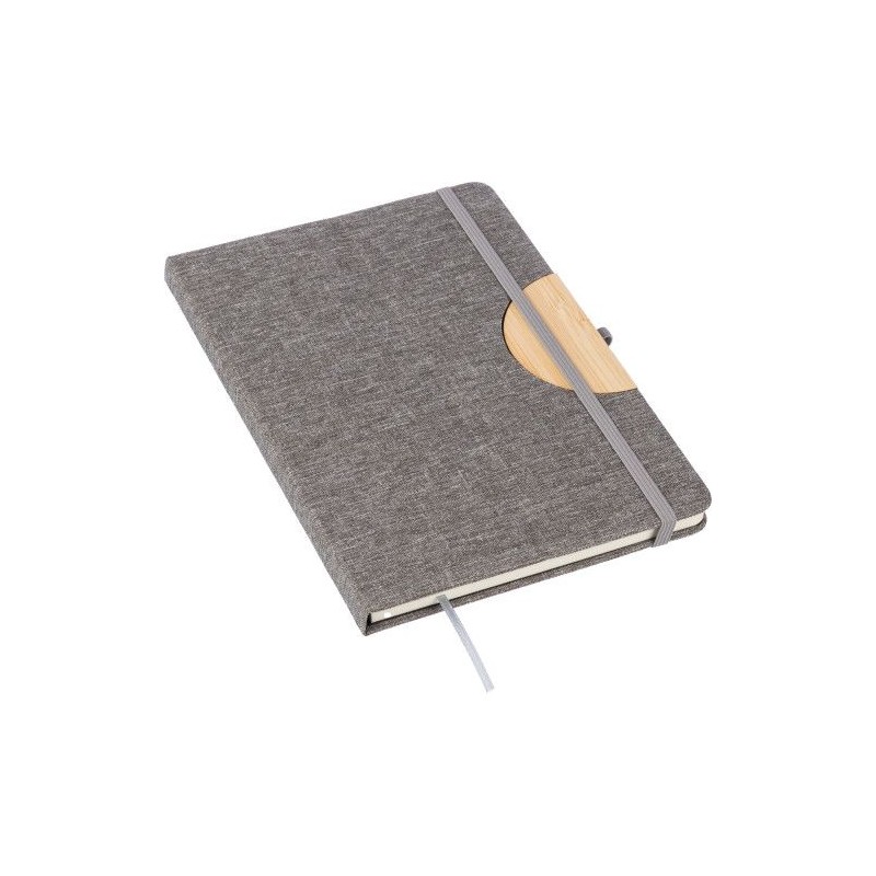 Carnet A5  en rPET personnalisé - Pratique et pas cher Ernst Matières : bambou Couleurs : gris cadeau affaires élégant