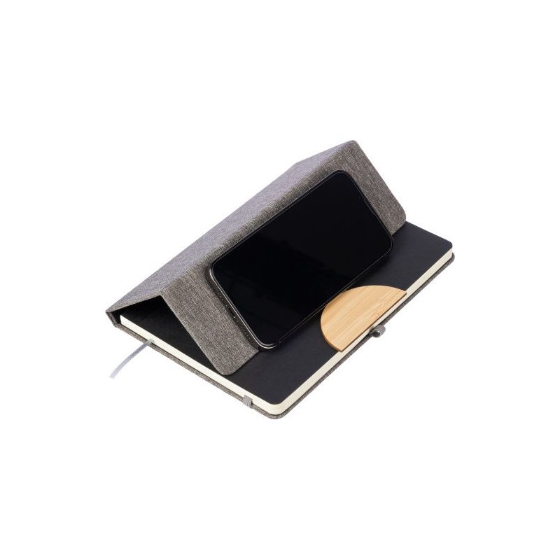 Carnet A5  en rPET personnalisé - Pratique et pas cher Ernst Matières : bambou Couleurs : gris personnalisation sur mesure
