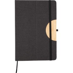 Carnet A5  en rPET personnalisé - Pratique et pas cher Ernst Matières : bambou Couleurs : noir personnalisable avec votre logo