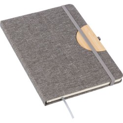 Carnet A5  en rPET personnalisé - Pratique et pas cher Ernst Matières : bambou Couleurs : noir marquage couleur éclatante
