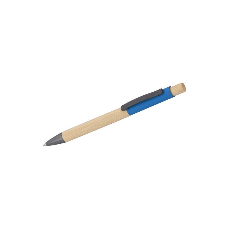 Stylo bille  et personnalisable en bambou - Cesar Matières : aluminium Couleurs : blanc impression logo haute qualité
