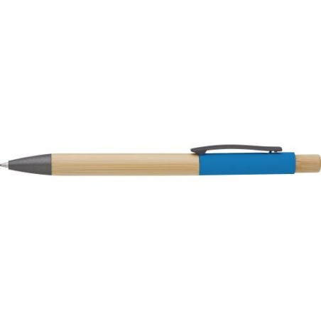 Stylo bille  et personnalisable en bambou - Cesar Matières : aluminium Couleurs : blanc objet publicitaire robuste